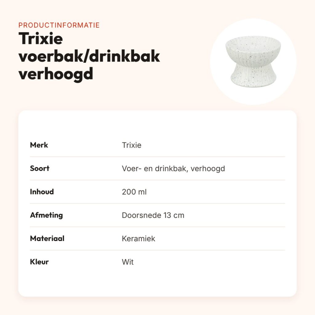 Trixie voerbak/drinkbak kat verhoogd keramiek wit 200 ml 13 cm – productinformatie