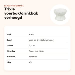 Trixie voerbak/drinkbak kat verhoogd keramiek wit 200 ml 13 cm – productinformatie