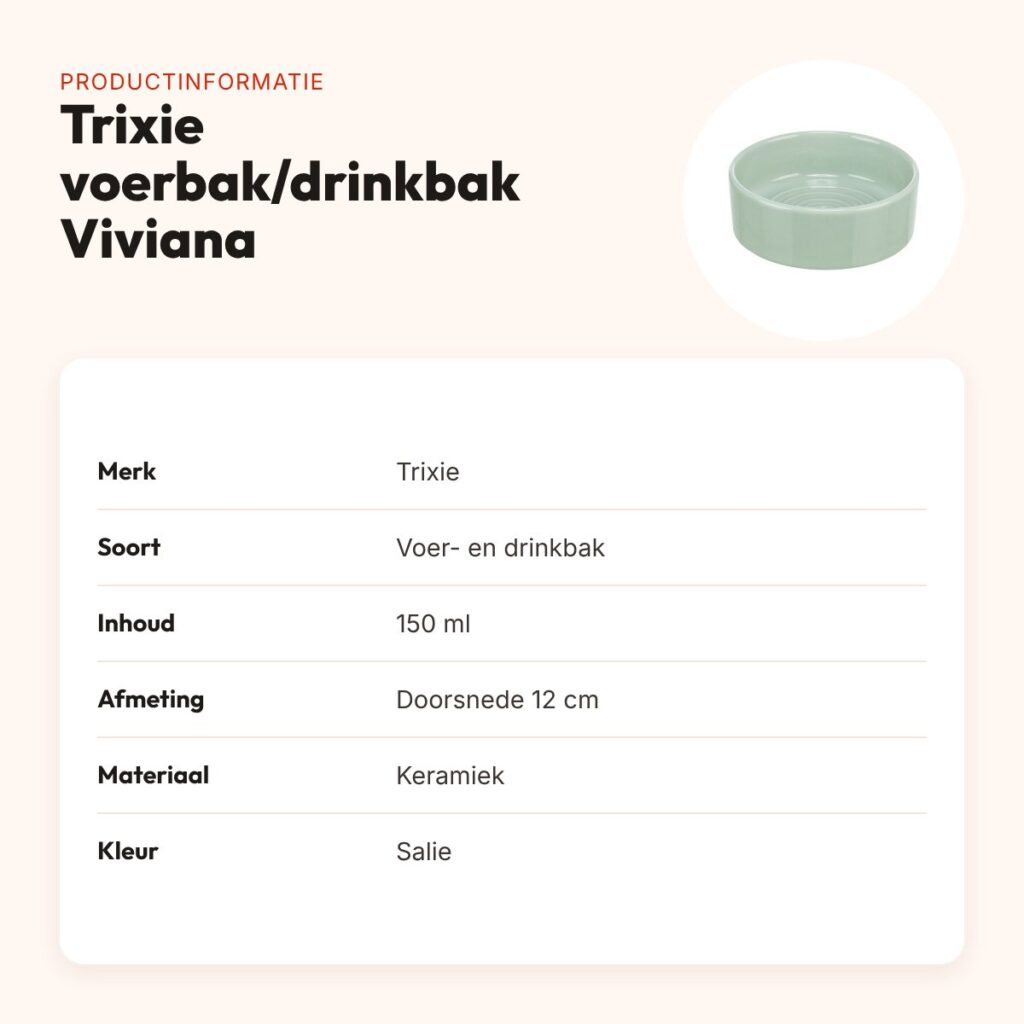 Trixie voerbak/drinkbak kat Viviana keramiek salie 150 ml 12 cm – productinformatie