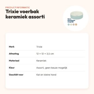 Trixie voerbak/drinkbak keramiek assorti 12 x 12 x 3,5 cm – productinformatie
