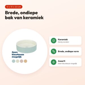 Trixie voerbak/drinkbak keramiek assorti 12 x 12 x 3,5 cm – voordelen
