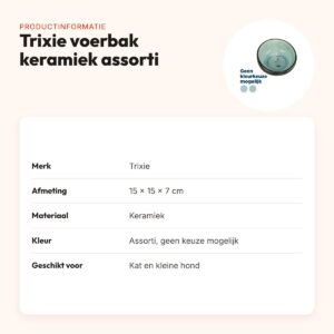 Trixie voerbak/drinkbak keramiek assorti 15 x 15 x 7 cm – met motief – productinformatie