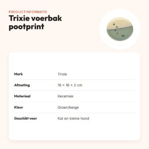 Trixie voerbak/drinkbak met pootprint keramiek groen/beige 16 x 16 x 2 cm – productinformatie