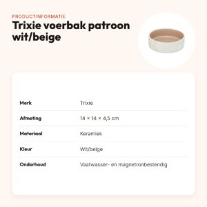 Trixie voerbak/drinkbak patroon keramiek wit/beige 14 x 14 x 4,5 cm – productinformatie