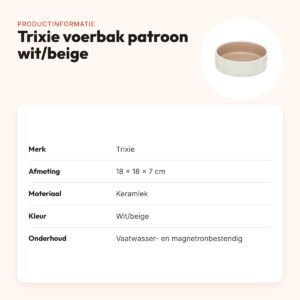 Trixie voerbak/drinkbak patroon keramiek wit/beige 18 x 18 x 7 cm – productinformatie