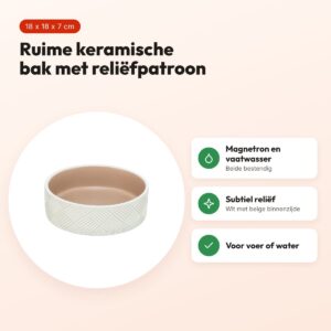 Trixie voerbak/drinkbak patroon keramiek wit/beige 18 x 18 x 7 cm – voordelen