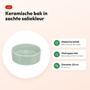 Trixie voerbak/drinkbak Viviana keramiek salie 1,4 l 20 cm – voordelen