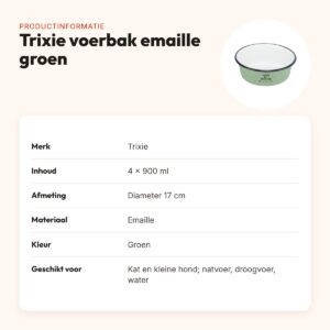 Trixie voerbak emaille groen 17 cm 900 ml – 4 stuks – productinformatie