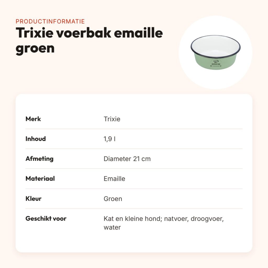 Trixie voerbak emaille groen 21 cm 1,9 l – Ready for adventure – productinformatie