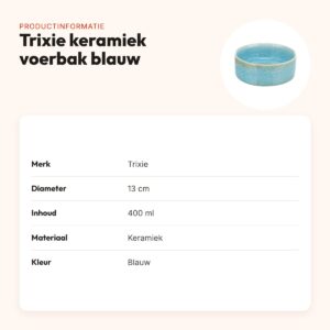 Trixie voerbak en drinkbak keramiek blauw 13 cm 400 ml – hond en kat – productinformatie