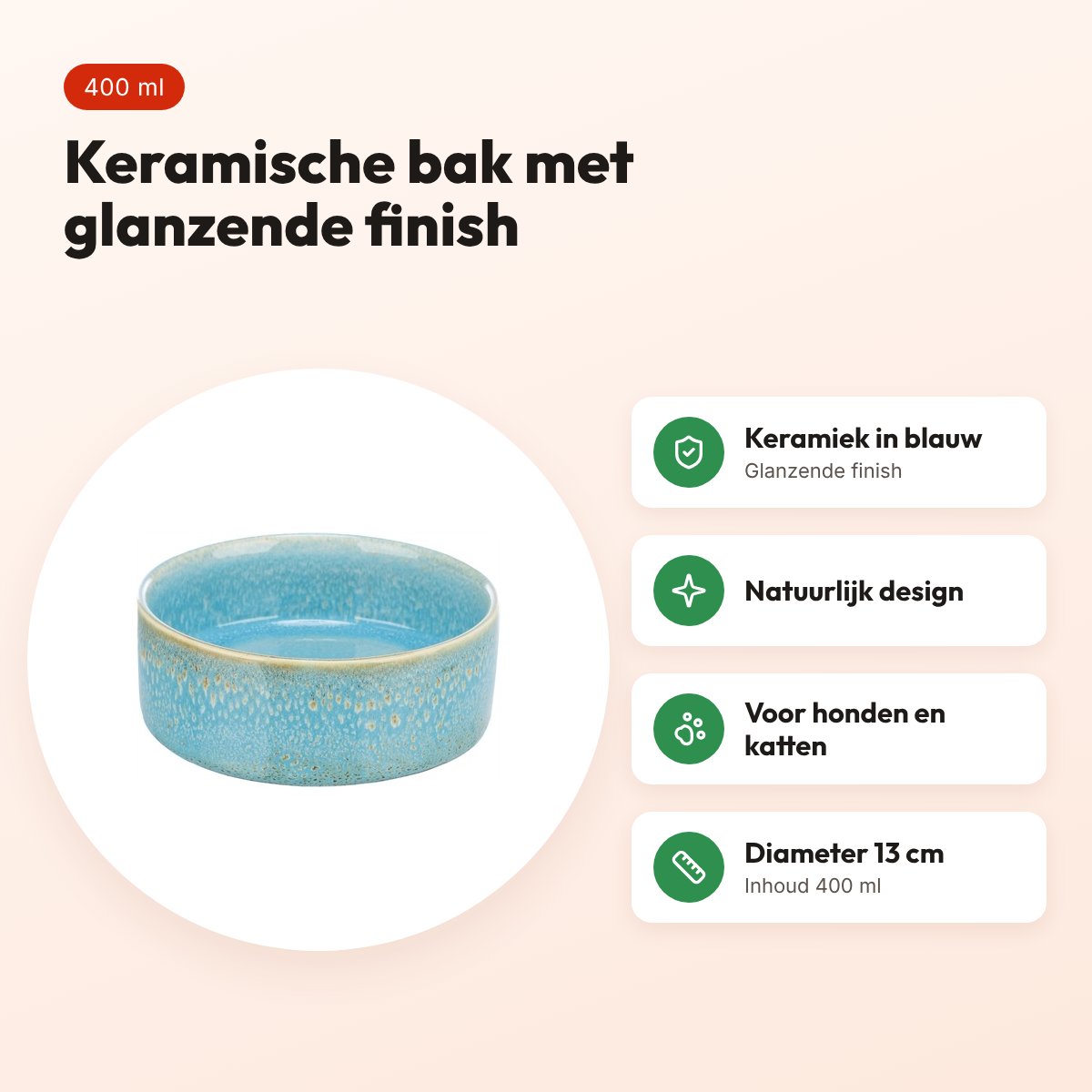 Trixie voerbak en drinkbak keramiek blauw 13 cm 400 ml – hond en kat – voordelen