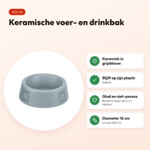 Trixie voerbak en drinkbak keramiek grijsblauw 400 ml 16 cm – voor honden – voordelen
