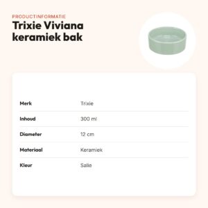 Trixie voerbak en drinkbak Viviana keramiek salie 300 ml 12 cm – productinformatie