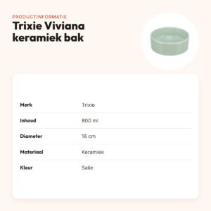 Trixie voerbak en drinkbak Viviana keramiek salie 800 ml 16 cm – productinformatie