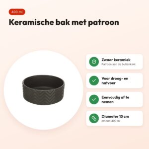Trixie voerbak en drinkbak Wave keramiek grijs 13 cm 400 ml – voordelen