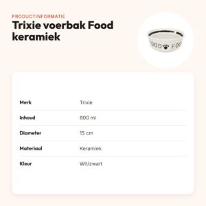 Trixie voerbak Food keramiek wit/zwart 600 ml 15 cm – voor honden – productinformatie