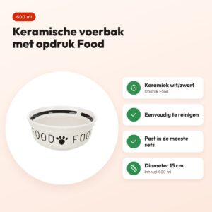 Trixie voerbak Food keramiek wit/zwart 600 ml 15 cm – voor honden – voordelen