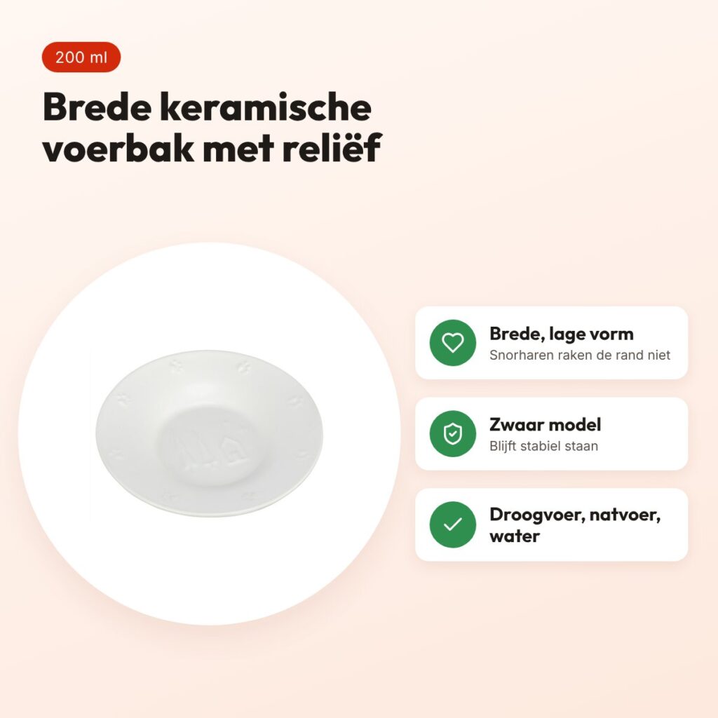 Trixie voerbak kat keramiek 16 cm 200 ml – winters reliëf – voordelen