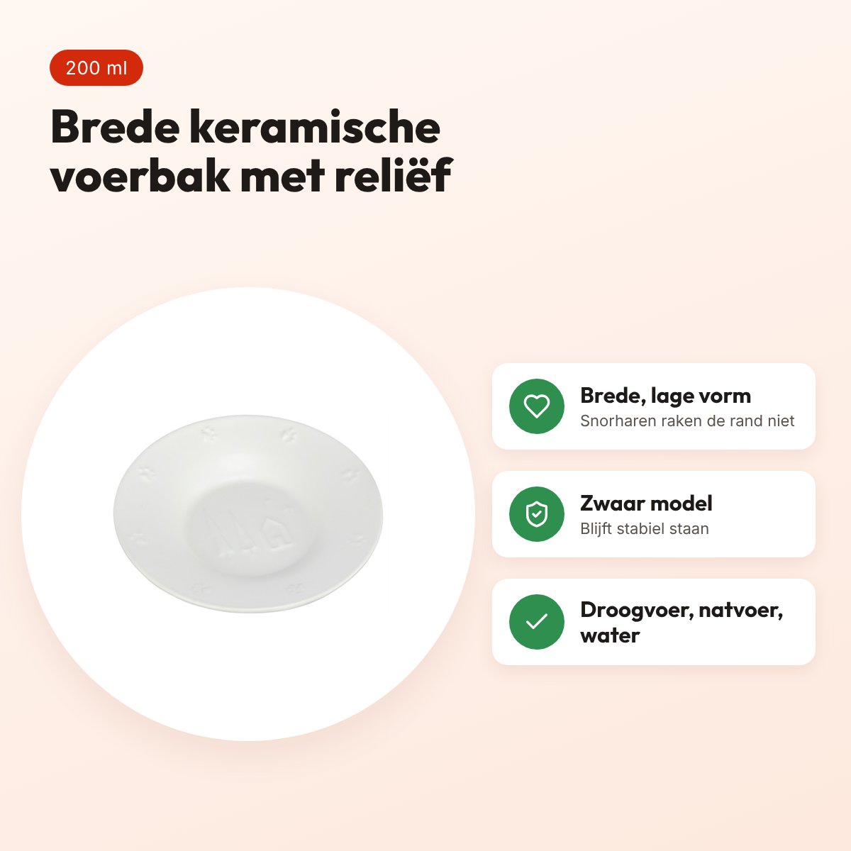 Trixie voerbak kat keramiek 16 cm 200 ml – winters reliëf – voordelen