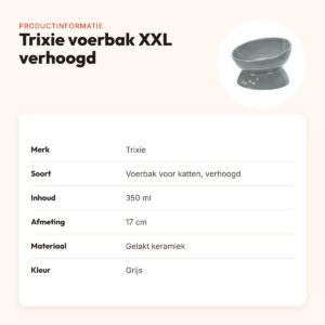 Trixie voerbak kat XXL verhoogd keramiek grijs 350 ml 17 cm – productinformatie