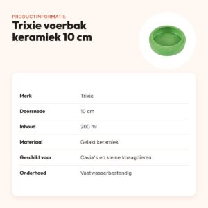Trixie voerbak keramiek 10 cm – 200 ml, voor cavia en kleine knaagdieren – productinformatie