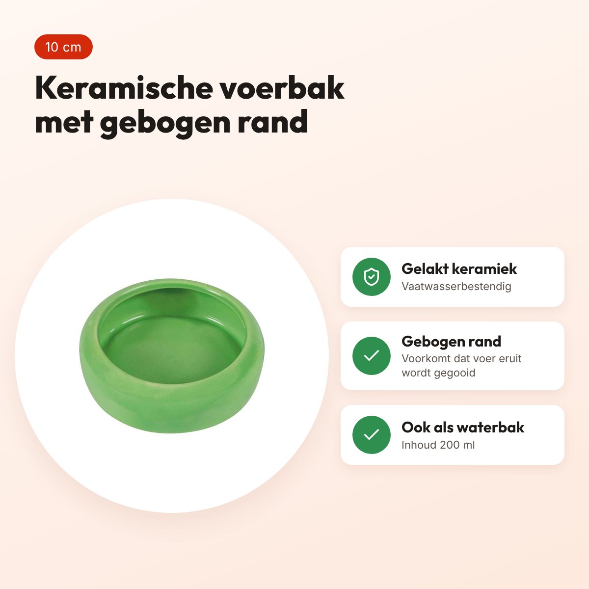 Trixie voerbak keramiek 10 cm – 200 ml, voor cavia en kleine knaagdieren – voordelen