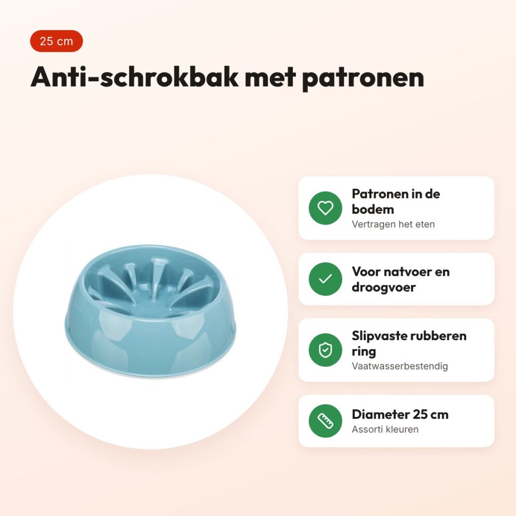 Trixie voerbak Slowfeeding kunststof/TPR assorti 25 cm – voor honden – voordelen