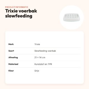 Trixie voerbak slowfeeding kunststof/TPR grijs 21 x 14 cm – kat – productinformatie