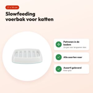 Trixie voerbak slowfeeding kunststof/TPR grijs 21 x 14 cm – kat – voordelen