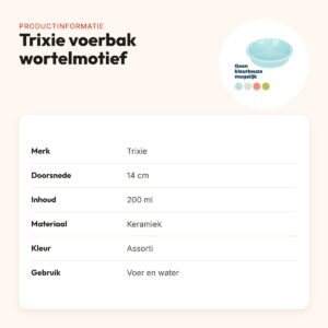 Trixie voerbak wortelmotief keramiek 14 cm – 200 ml, assorti kleur – productinformatie