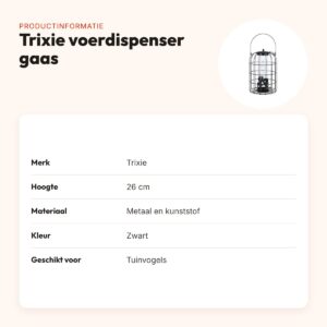 Trixie voerdispenser met gaasbescherming zwart 26 cm – voor tuinvogels – productinformatie