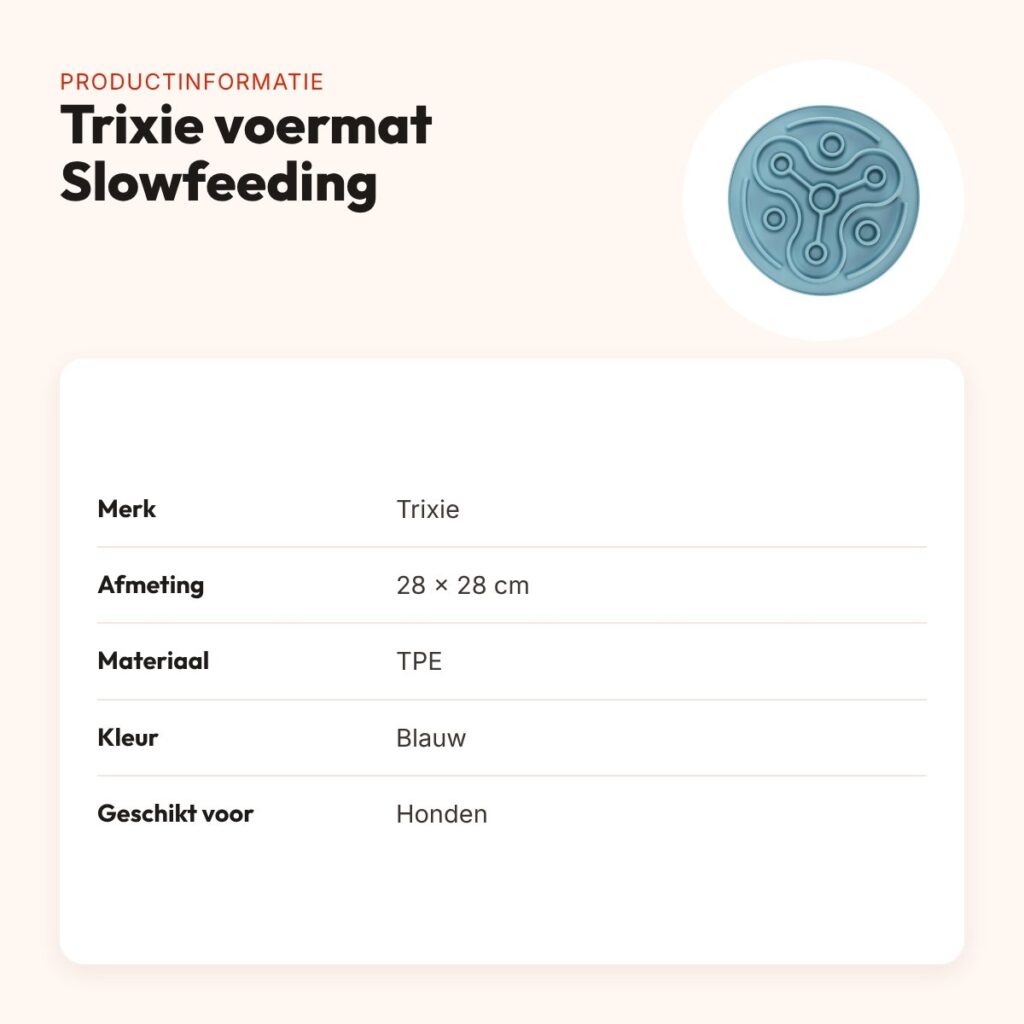Trixie voermat Slowfeeding TPE blauw 28 x 28 cm – tegen schrokken – productinformatie