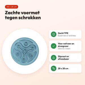 Trixie voermat Slowfeeding TPE blauw 28 x 28 cm – tegen schrokken – voordelen