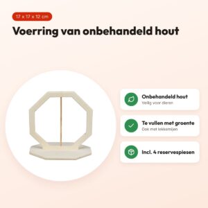 Trixie voerring onbehandeld hout 17 x 17 x 12 cm – foerageerspeelgoed – voordelen