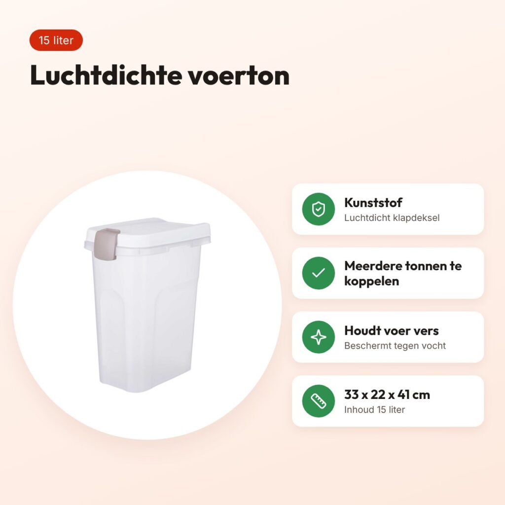 Trixie voerton transparant wit 15 liter – luchtdicht, 33 x 22 x 41 cm – voordelen