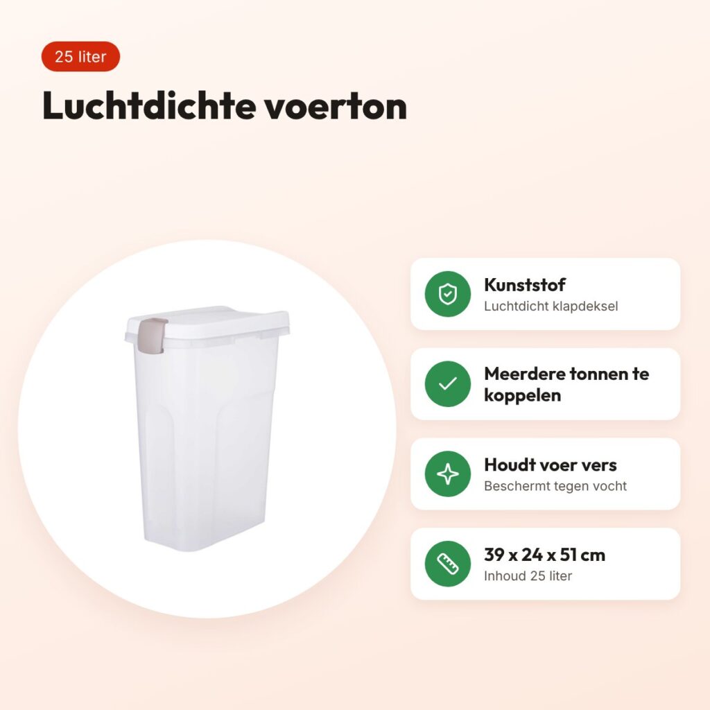 Trixie voerton transparant wit 25 liter – luchtdicht, 39 x 24 x 51 cm – voordelen