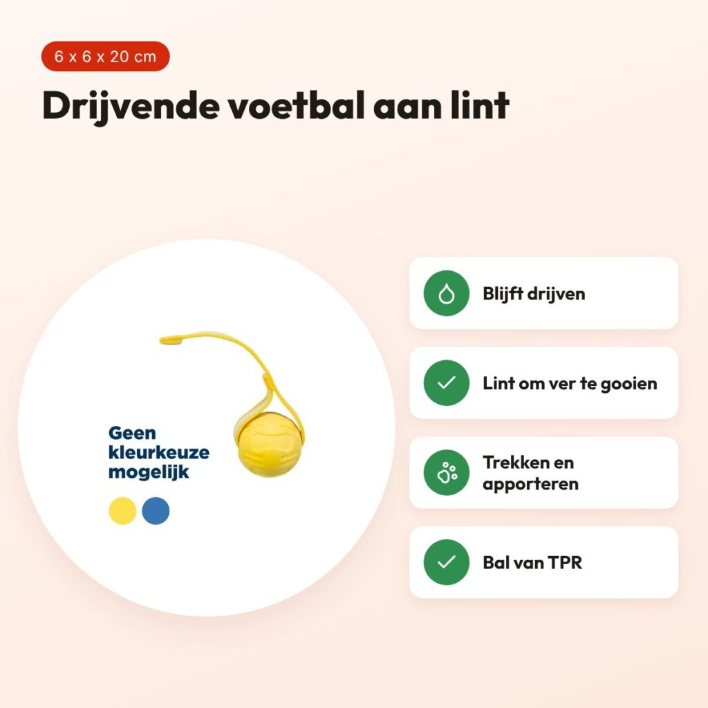 Trixie voetbal aan lint TPR 6 x 6 x 20 cm – drijvend hondenspeelgoed – voordelen