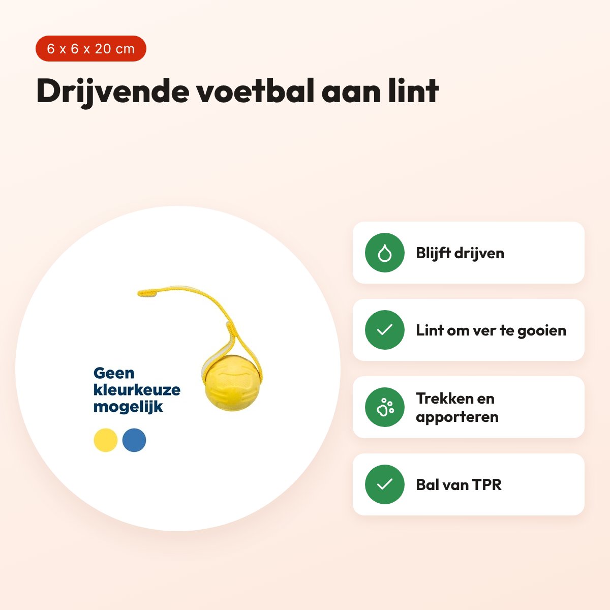 Trixie voetbal aan lint TPR 6 x 6 x 20 cm – drijvend hondenspeelgoed – voordelen