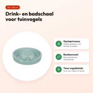 Trixie vogeldrinkschaal vrijstaand bamboevezel salie 38 x 38 cm – voordelen