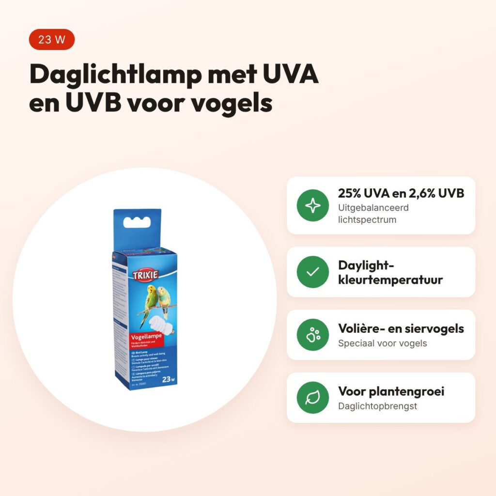 Trixie vogellamp 23 W – met UVA en UVB voor volière- en siervogels – voordelen