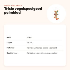 Trixie vogelspeelgoed palmblad en maïslies 35 cm – aan sisalkoord – productinformatie
