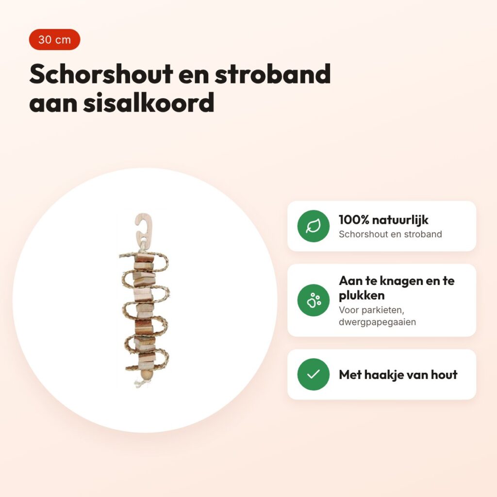 Trixie vogelspeelgoed schorshout aan sisalkoord 30 cm – 100% natuurlijk – voordelen