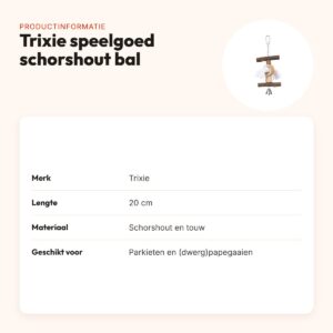 Trixie vogelspeelgoed schorshout en touw met bal 20 cm – productinformatie