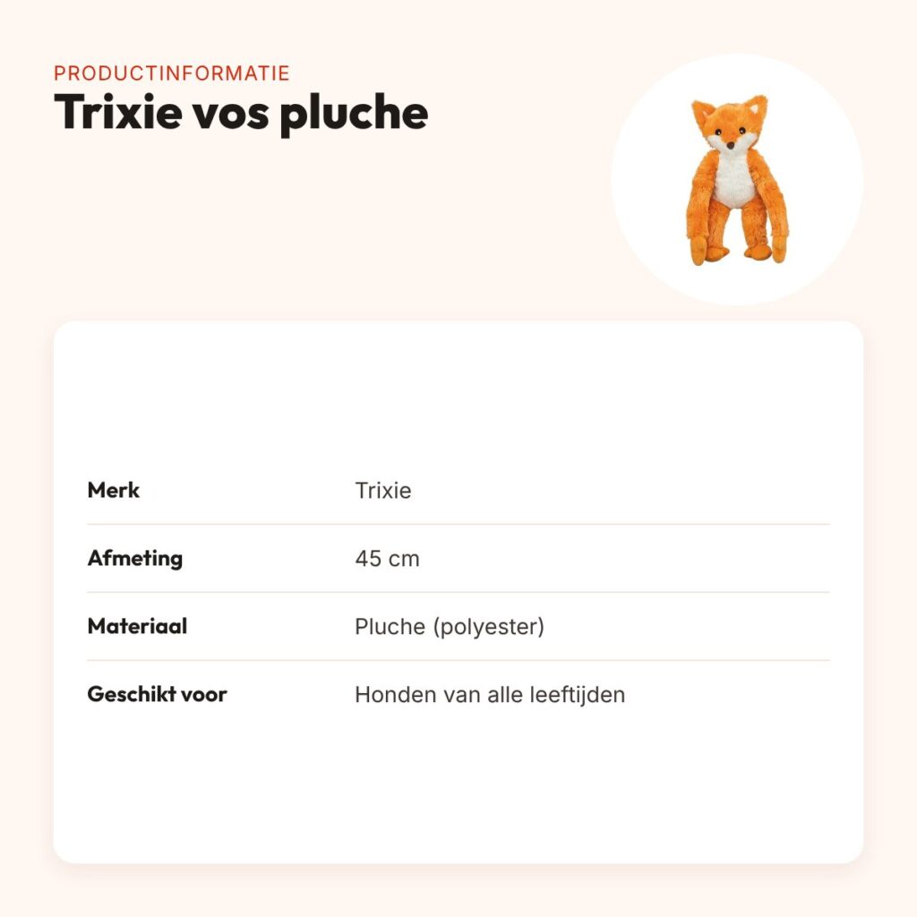 Trixie vos pluche 45 cm – zachte hondenknuffel – productinformatie