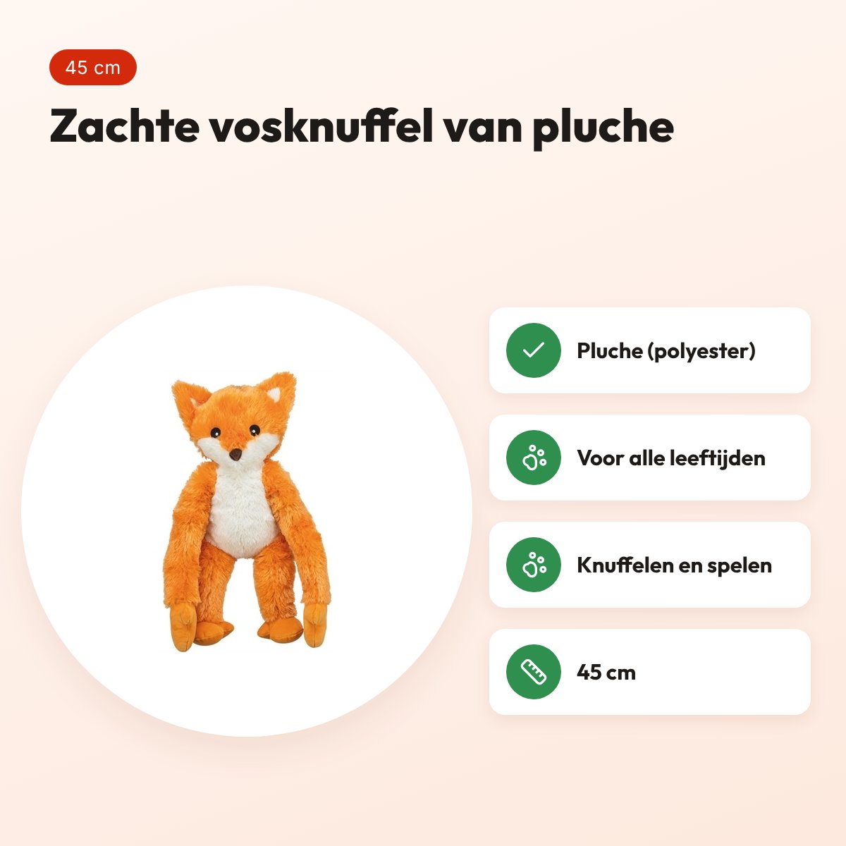Trixie vos pluche 45 cm – zachte hondenknuffel – voordelen