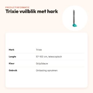 Trixie vuilblik met hark telescopisch 57-102 cm – grijs/blauw – productinformatie