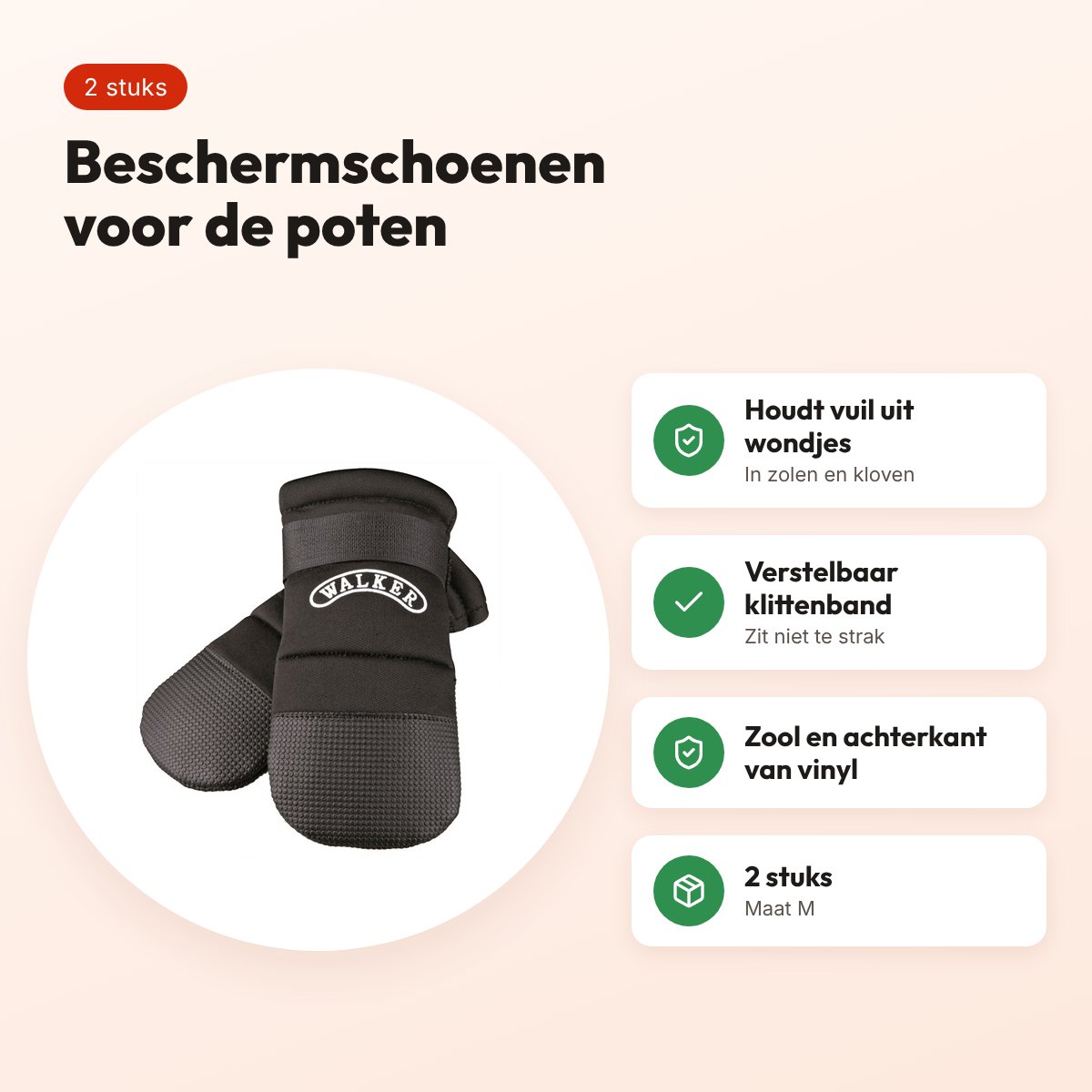 Trixie Walker Care beschermschoenen zwart M – hondenschoenen, 2 stuks – voordelen
