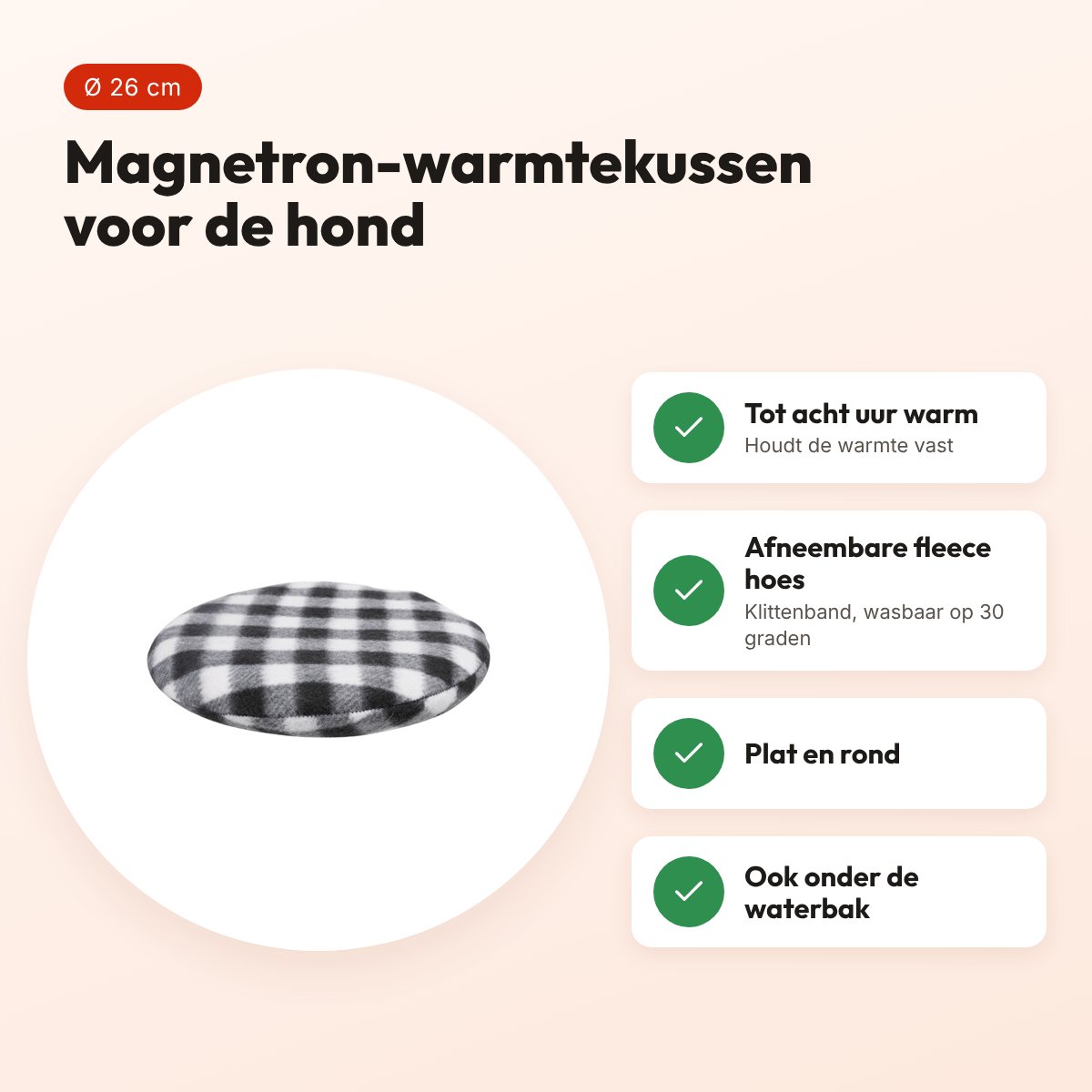 Trixie warmtekussen voor magnetron 26 cm – fleece hoes, voor hond – voordelen