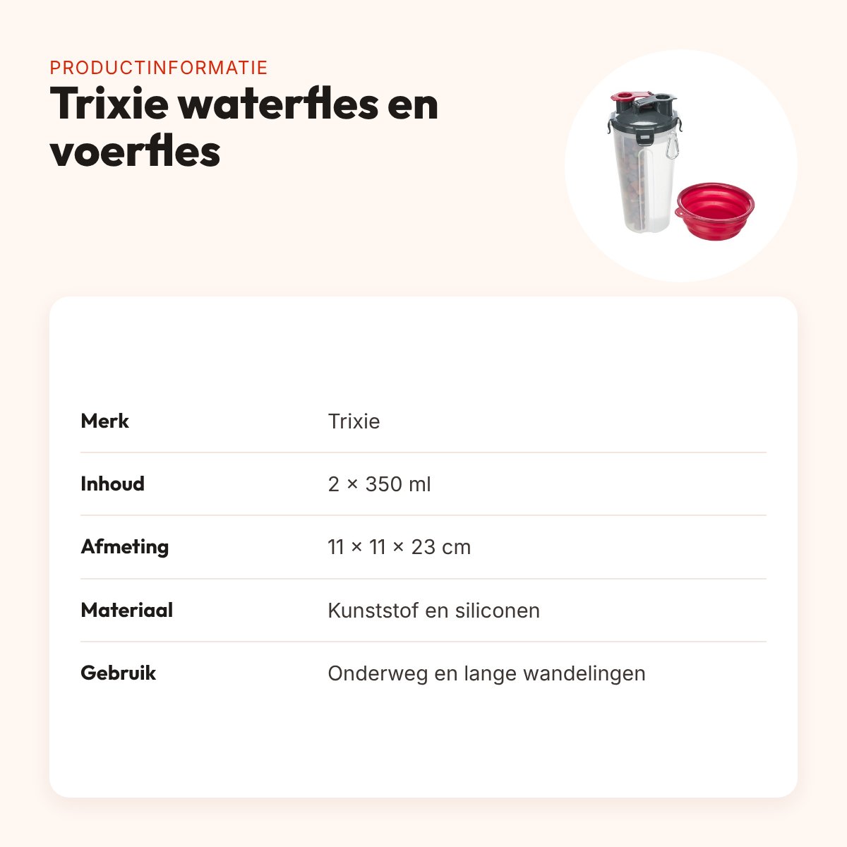 Trixie waterfles en voerfles 2 x 350 ml – met uitvouwbare siliconen bak – productinformatie