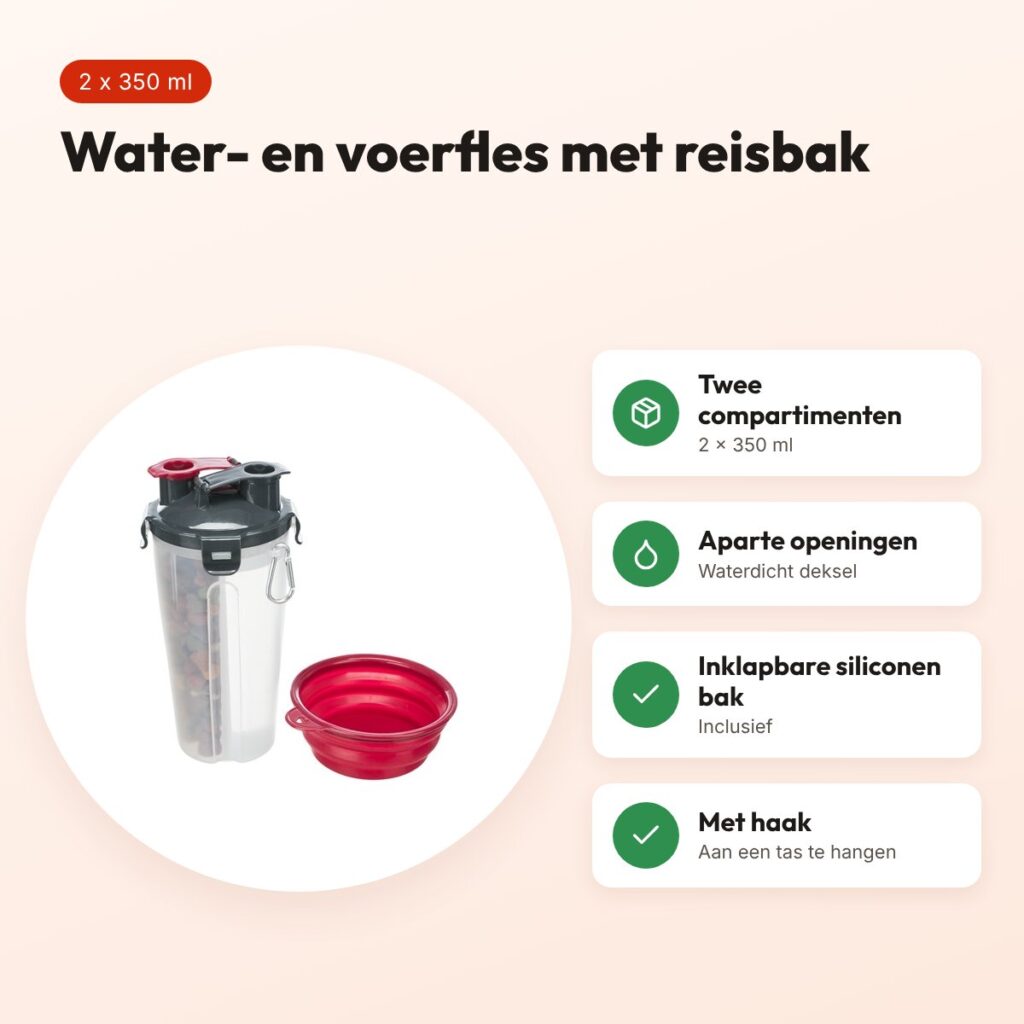 Trixie waterfles en voerfles 2 x 350 ml – met uitvouwbare siliconen bak – voordelen